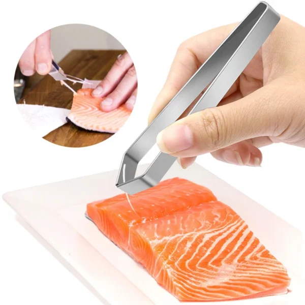 Pince à épiler en acier inoxydable, 1 pièce, pince à épiler, extracteur de Clip, pince à épiler les os de poisson, Gadgets de cuisine, outils