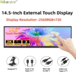 Wisecoco12.3/14.5 ''2560x720 barre étirée écran Pc moniteur HDMI tactile Portable moniteur de jeu pour PC Portable Raspberry Pi 5/4/3