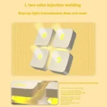 EWEADN X7 ensemble clavier et souris de jeu mécanique sans fil rétro-éclairage jaune capuchons de touches blancs ergonomiques pour les jeux multi-appareils de bureau – Image 3