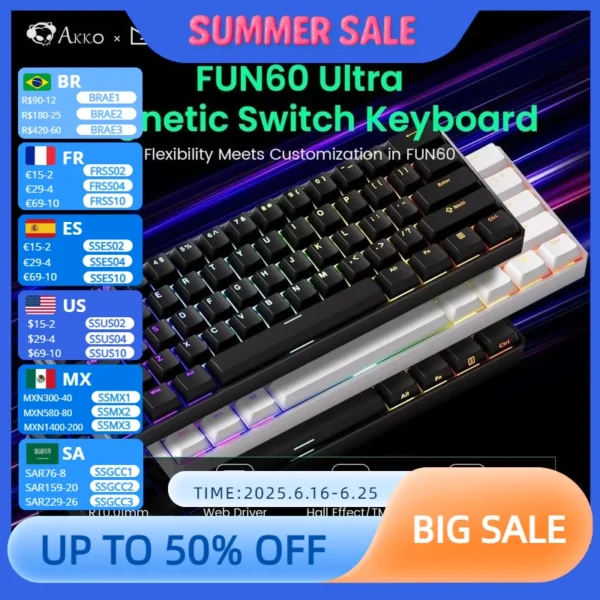 Akko MonsGeek FUN60 clavier de jeu Ultra mécanique commutateur magnétique 60% déclencheur rapide 8K HE/TMR clavier en aluminium personnalisé Gamer