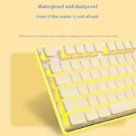 EWEADN X7 ensemble clavier et souris de jeu mécanique sans fil rétro-éclairage jaune capuchons de touches blancs ergonomiques pour les jeux multi-appareils de bureau – Image 4