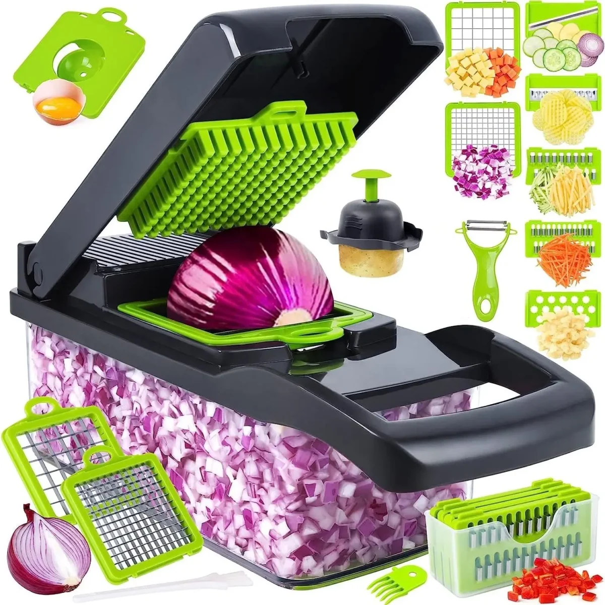 Cocina-Hachoir à Légumes Multifonctionnel avec mir, Trancheur de Fruits, Broyeur de Pommes de Terre, Gadgets de Broyage de Carottes, 14 en 1, 16 en 1 – Image 1